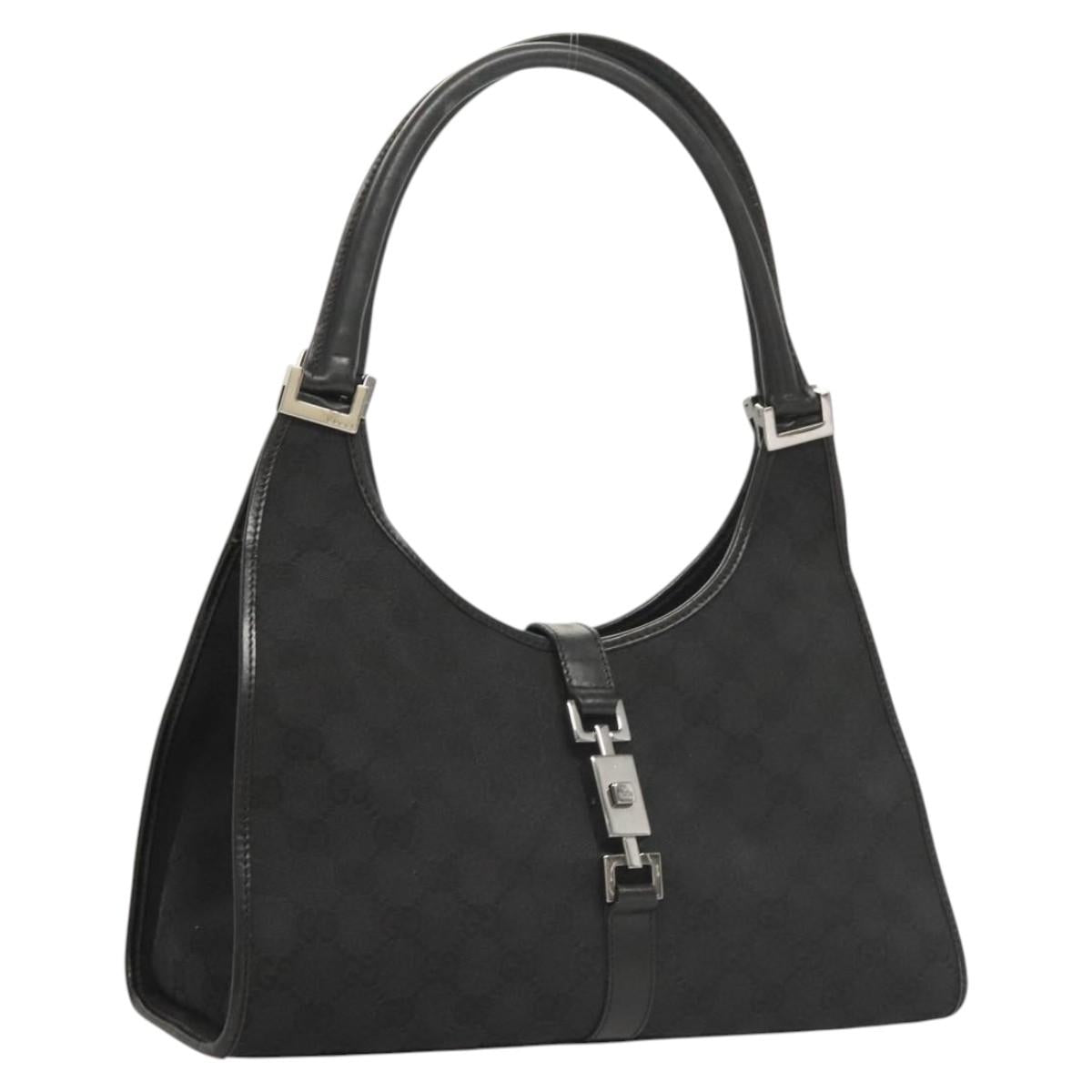 GG Canvas Jackie Shoulder Bag Black Silver