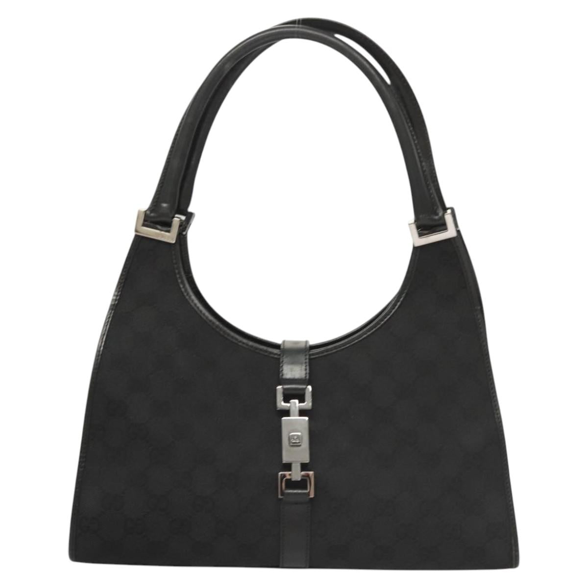 GG Canvas Jackie Shoulder Bag Black Silver