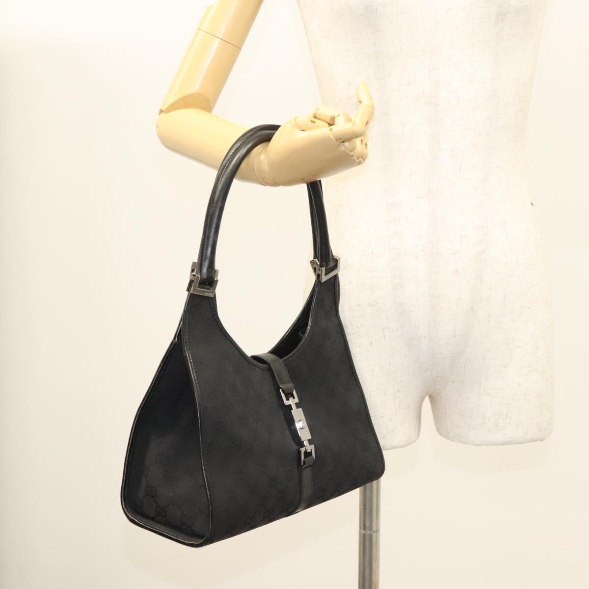 GG Canvas Jackie Shoulder Bag Black Silver