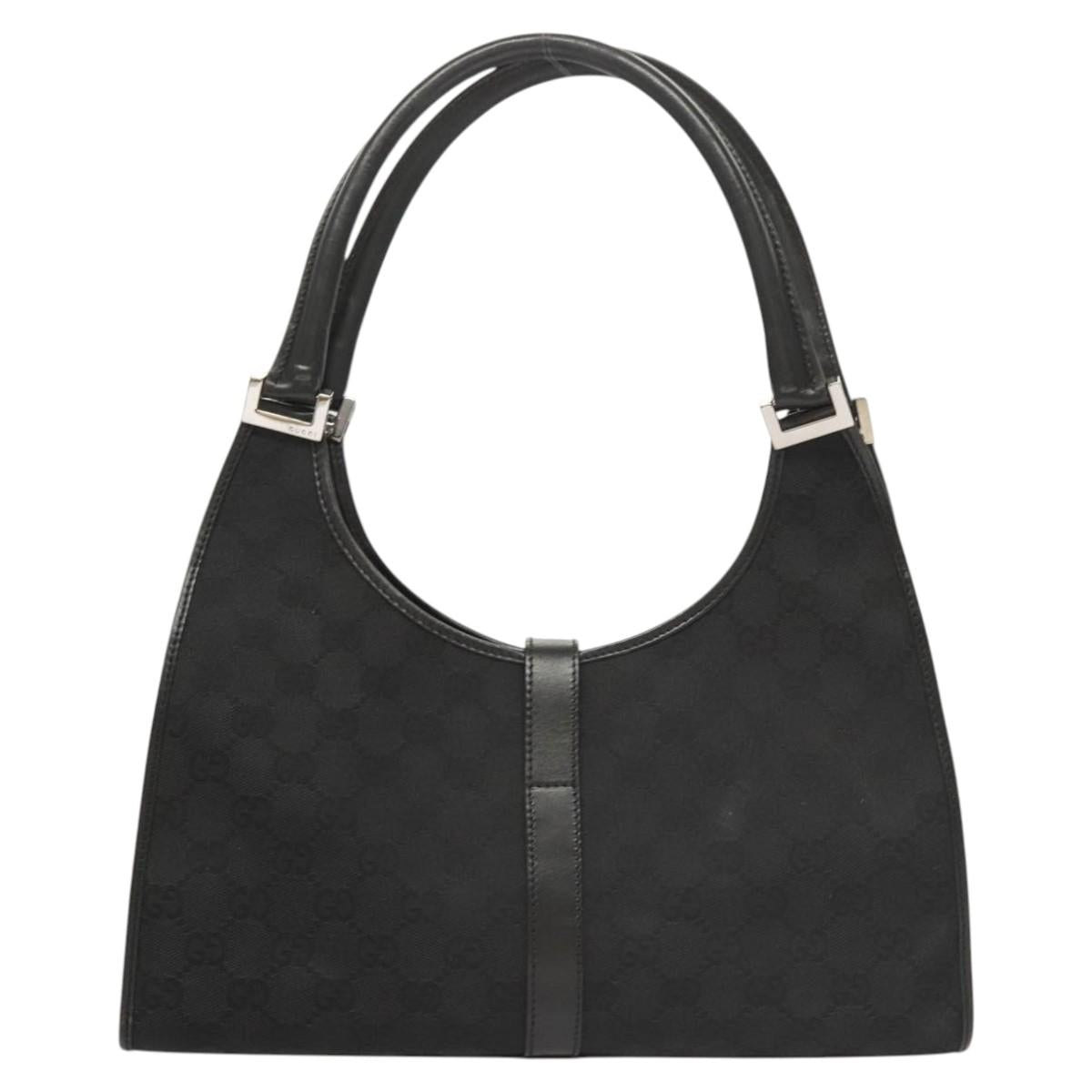 GG Canvas Jackie Shoulder Bag Black Silver