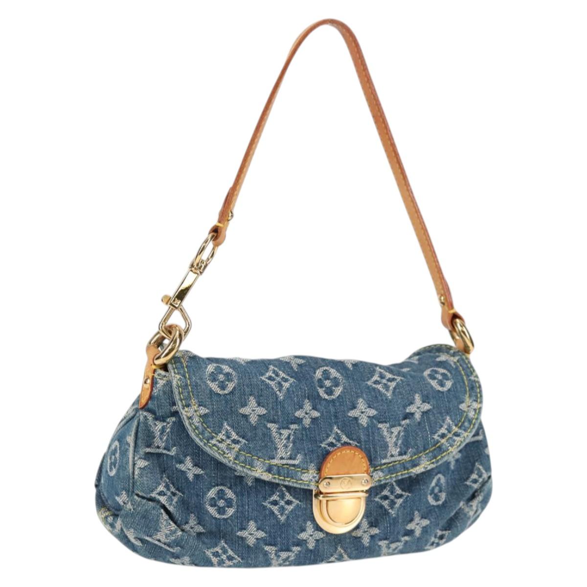 Monogram Denim Mini Preity Shoulder Bag Blue