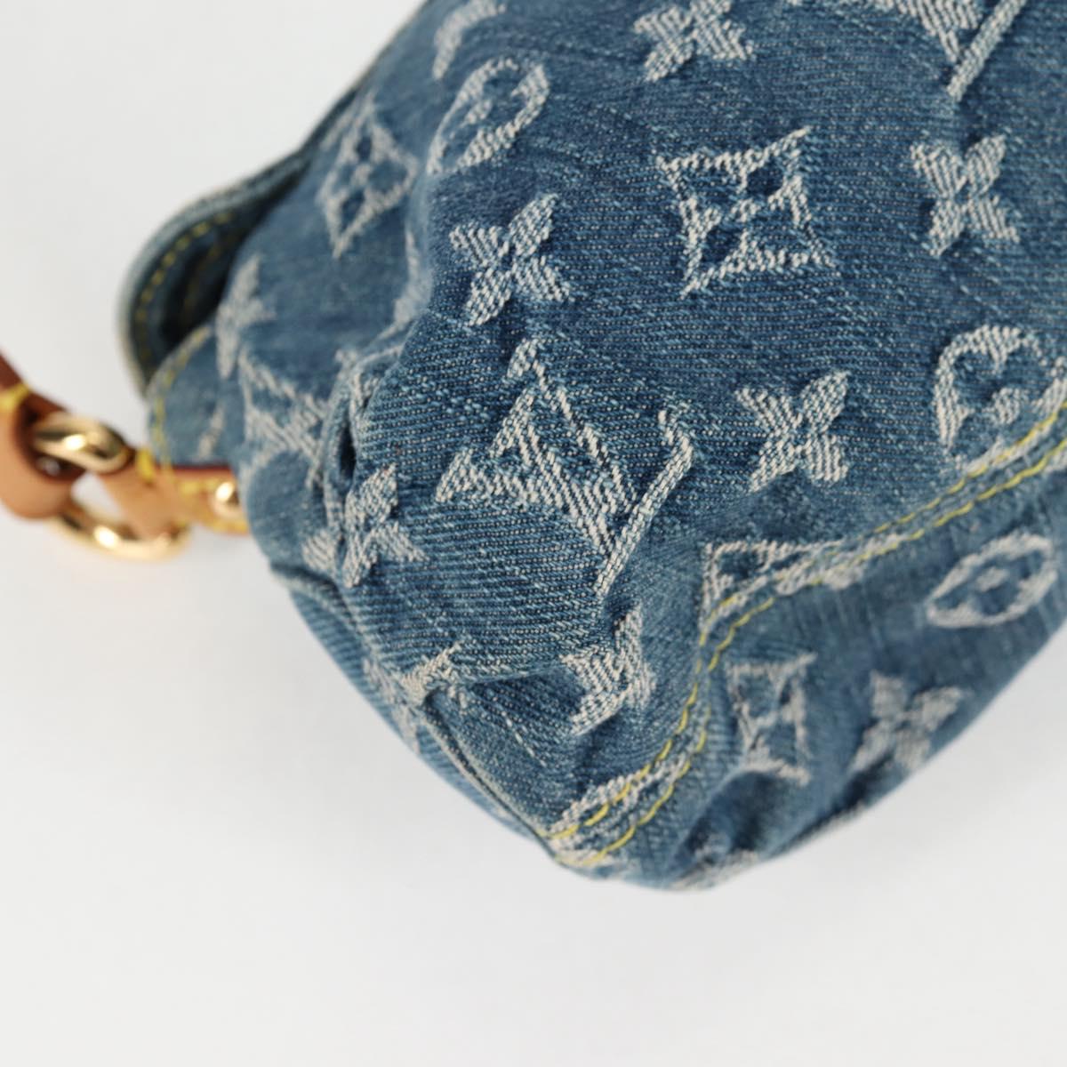 Monogram Denim Mini Preity Shoulder Bag Blue