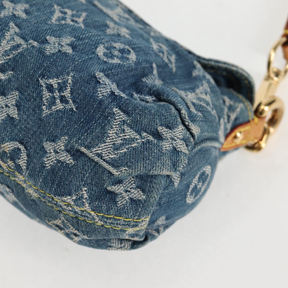 Monogram Denim Mini Preity Shoulder Bag Blue