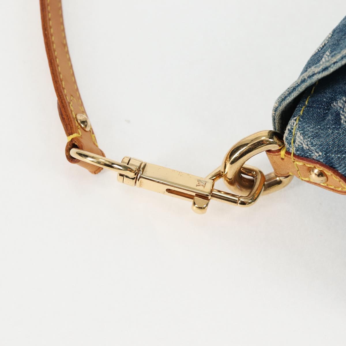 Monogram Denim Mini Preity Shoulder Bag Blue