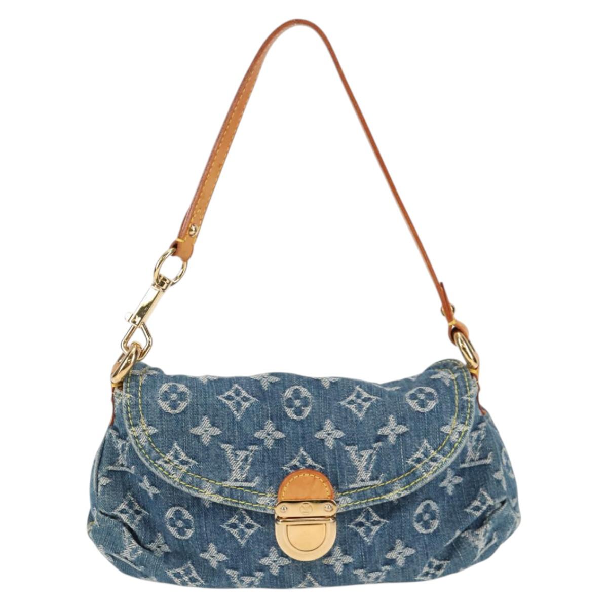 Monogram Denim Mini Preity Shoulder Bag Blue