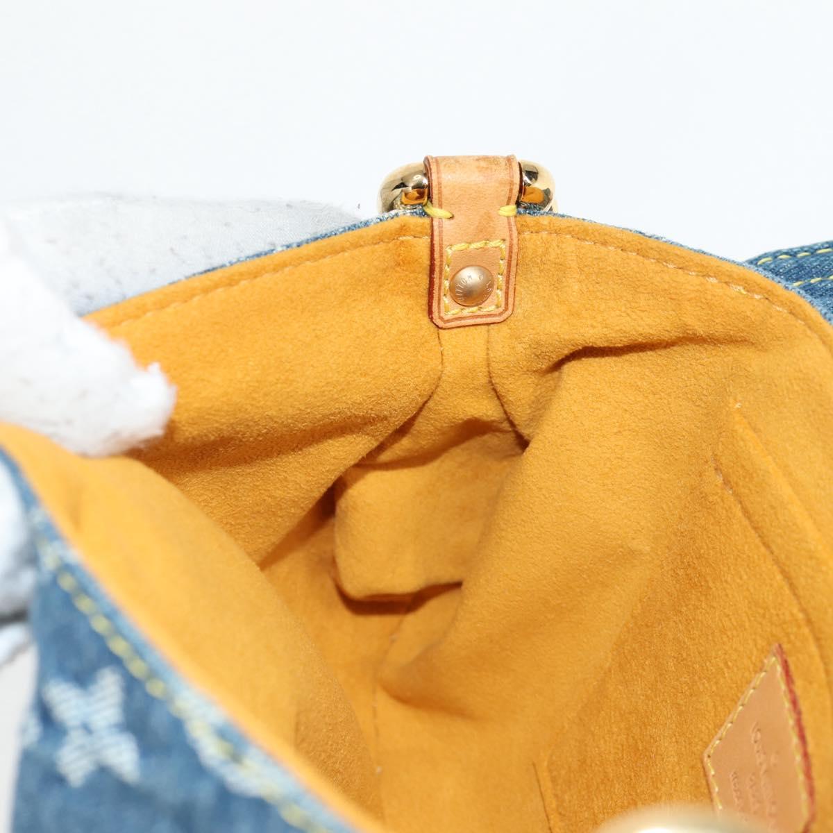 Monogram Denim Mini Preity Shoulder Bag Blue