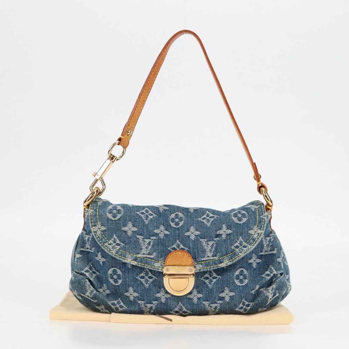 Monogram Denim Mini Preity Shoulder Bag Blue