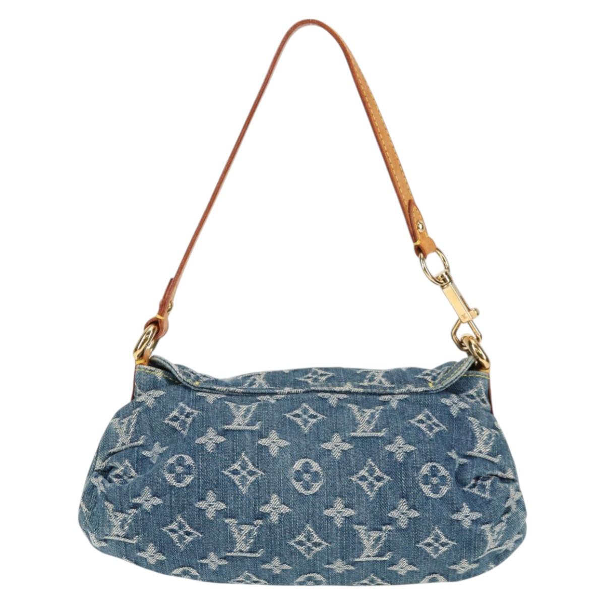 Monogram Denim Mini Preity Shoulder Bag Blue
