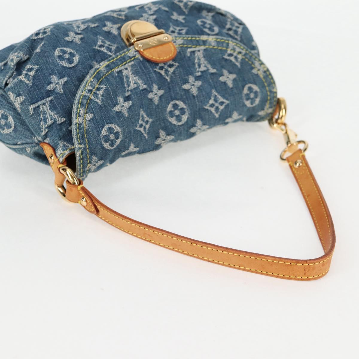 Monogram Denim Mini Preity Shoulder Bag Blue