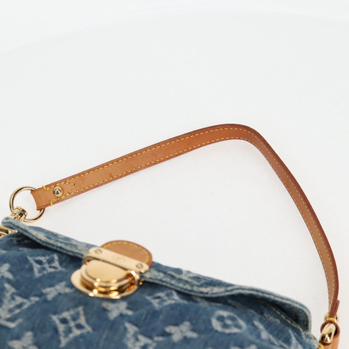 Monogram Denim Mini Preity Shoulder Bag Blue