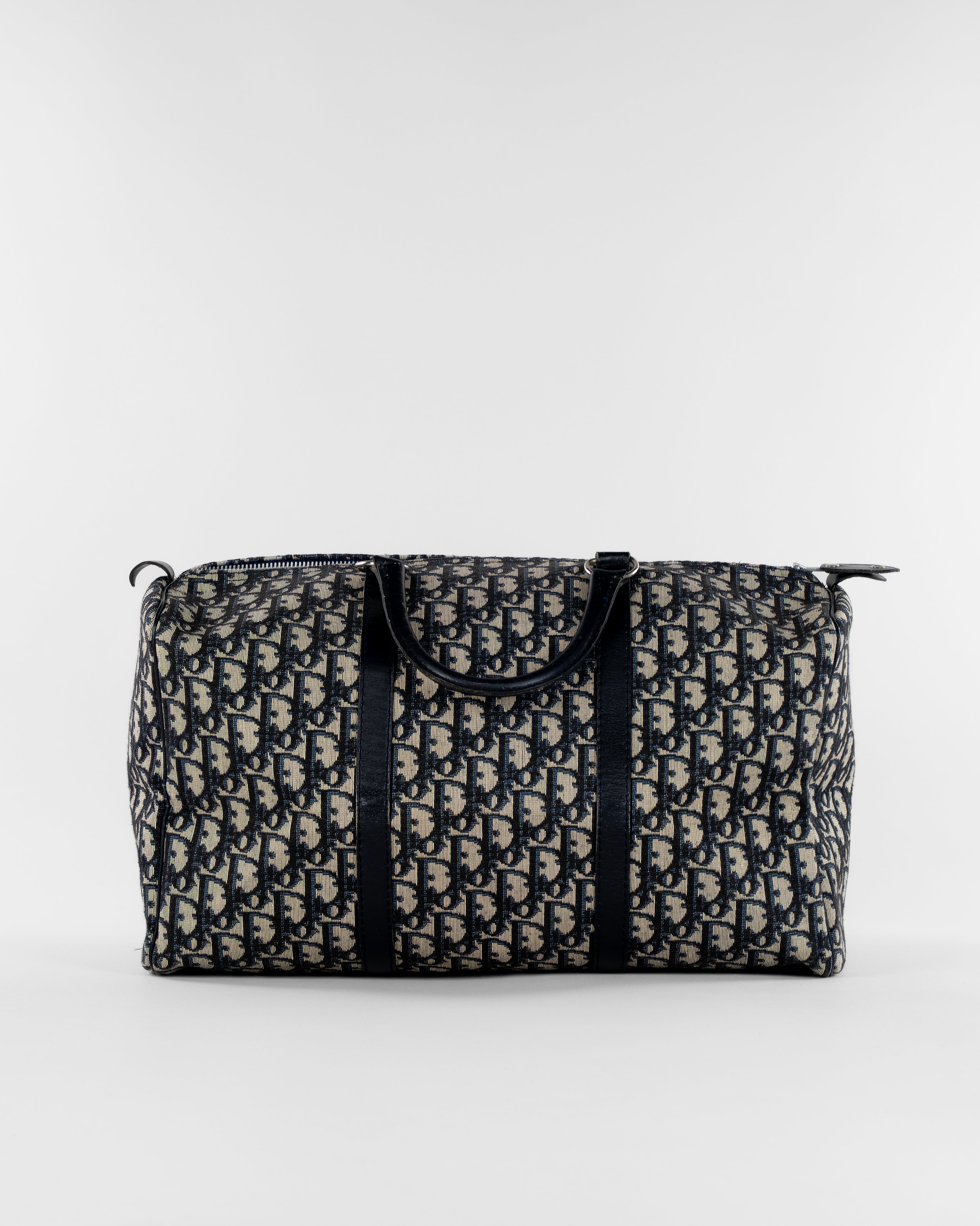 Trotter Canvas Boston Bag Navy Silver