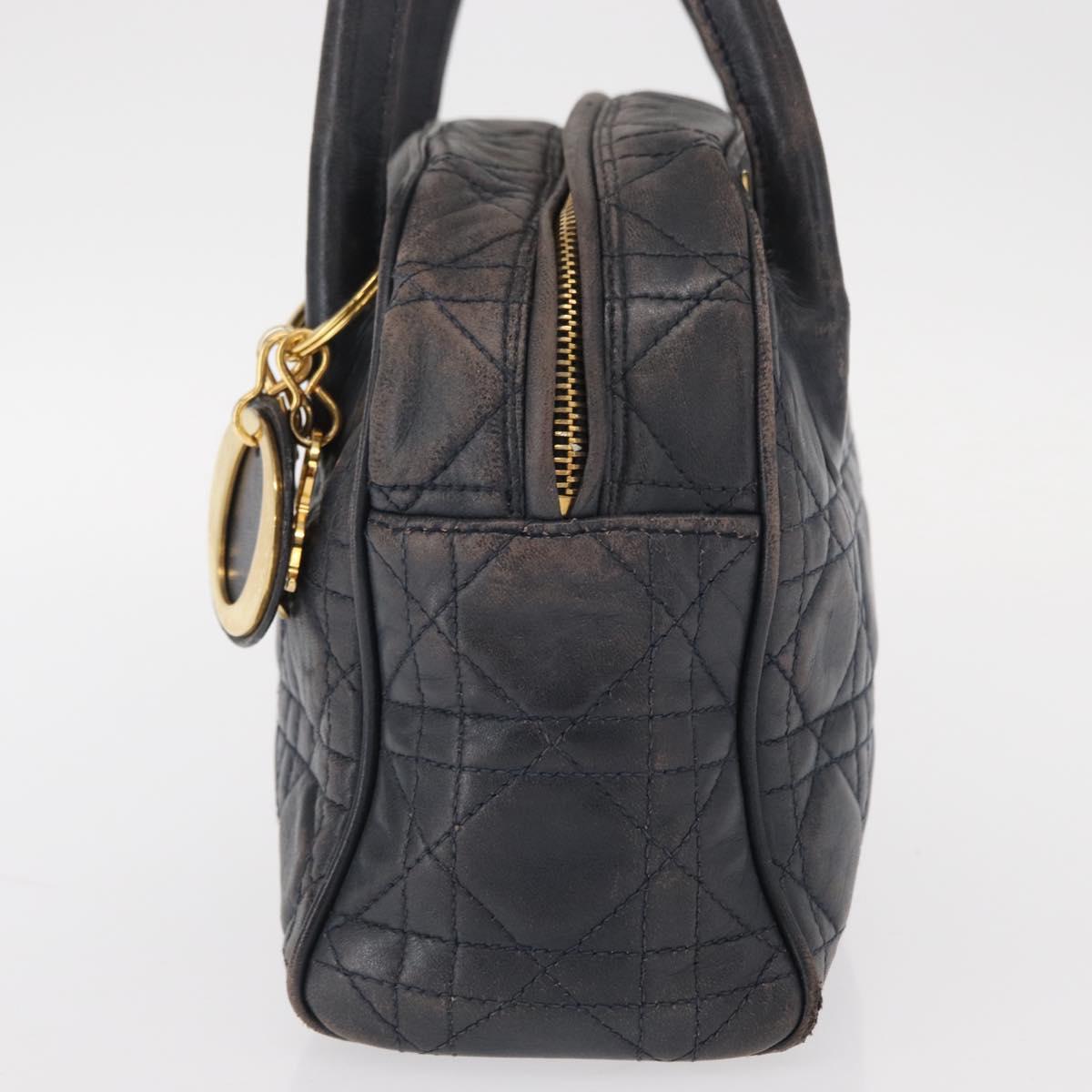 Lady Dior Hand Bag Lamb Skin Navy Gold