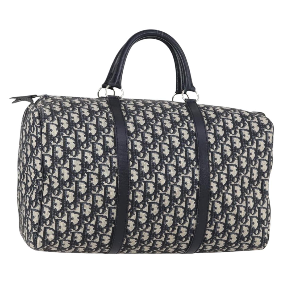 Trotter Canvas Boston Bag Navy Silver