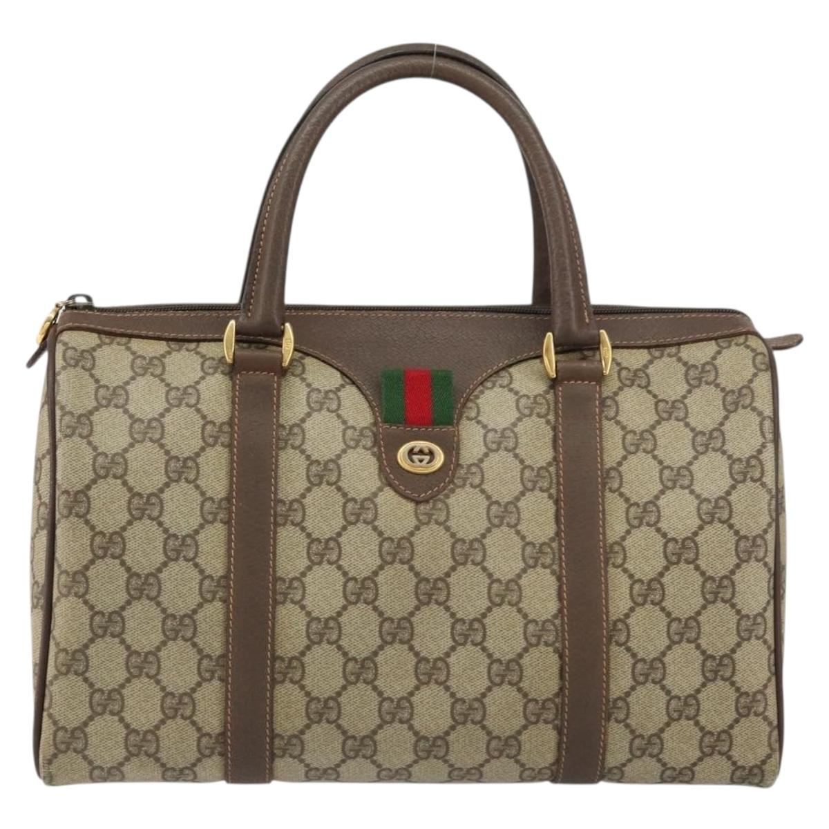 GG Supreme Web Sherry Line Boston Bag PVC Beige Gold