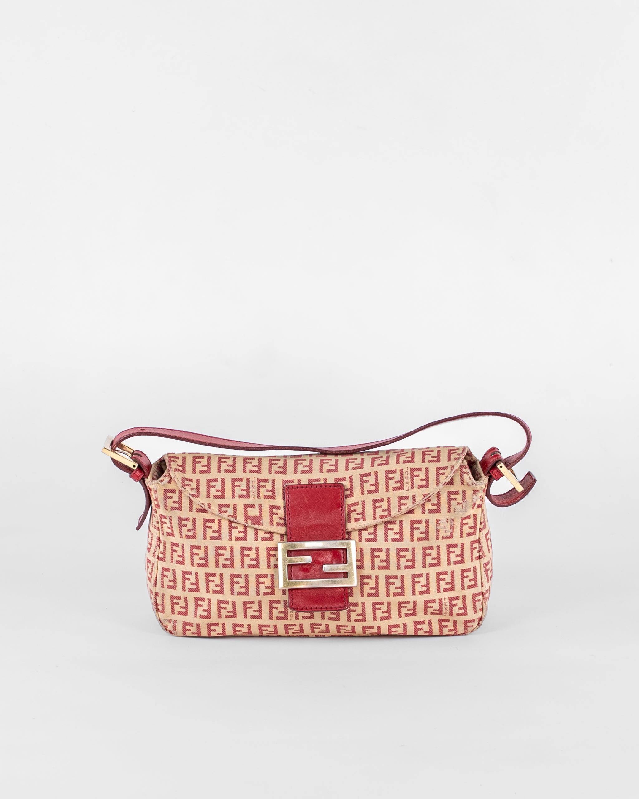 Zucchino Canvas Mamma Baguette Shoulder Bag Beige Red