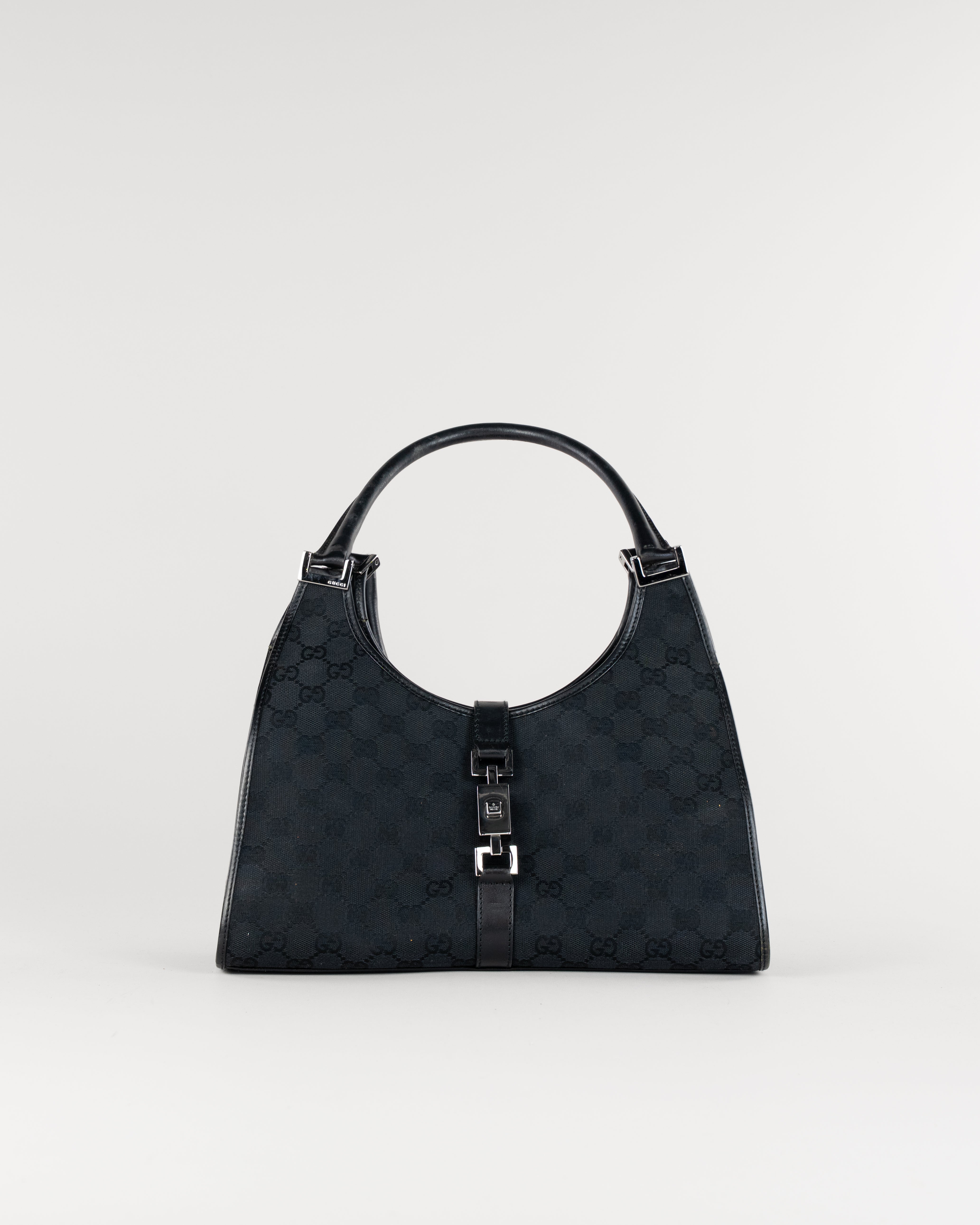 GG Canvas Jackie Shoulder Bag Black Silver