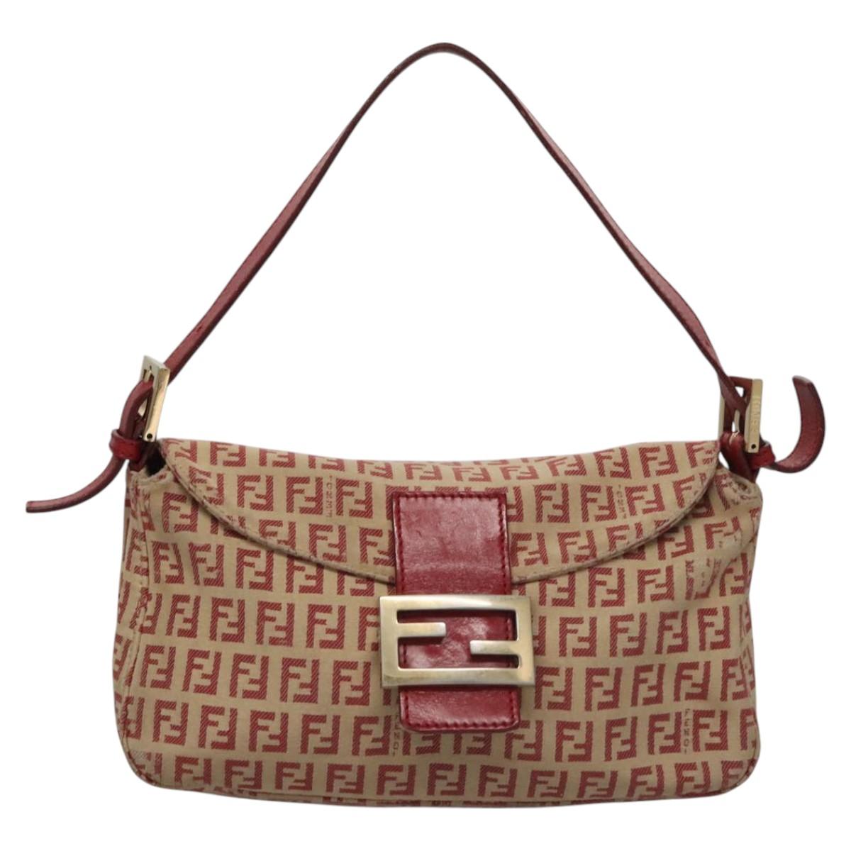 Zucchino Canvas Mamma Baguette Shoulder Bag Beige Red