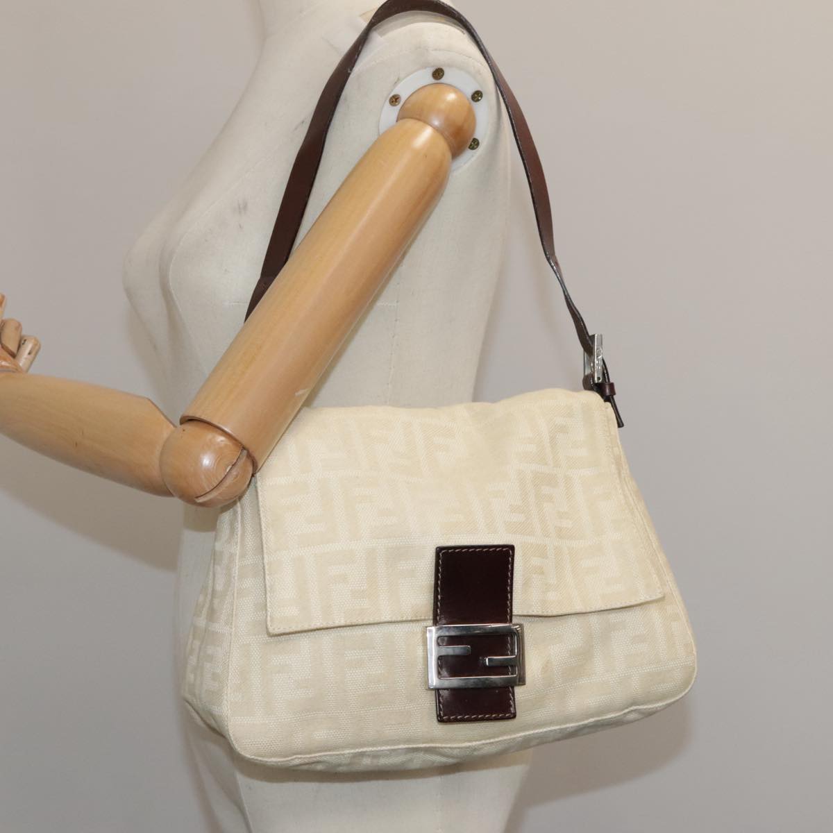 Zucca Canvas Mamma Baguette Shoulder Bag Beige
