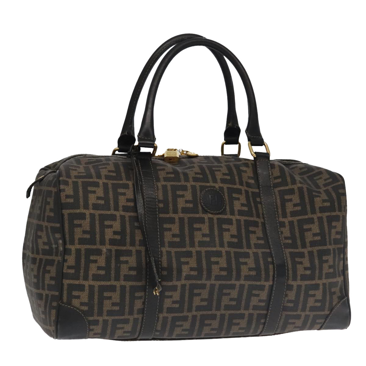 Zucca Canvas Boston Bag Brown Black Gold