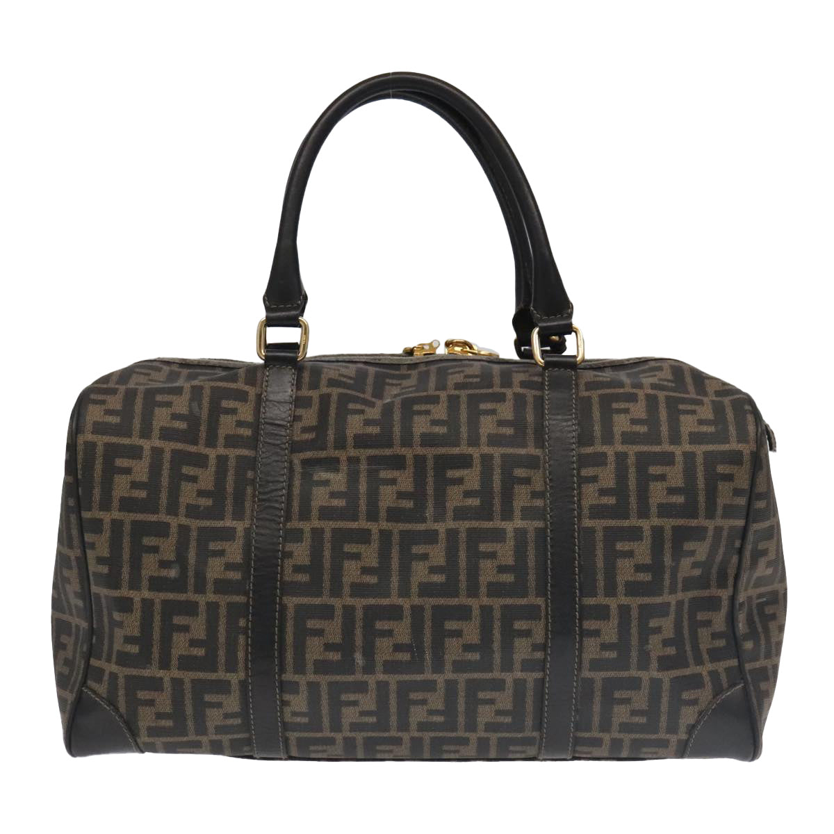Zucca Canvas Boston Bag Brown Black Gold