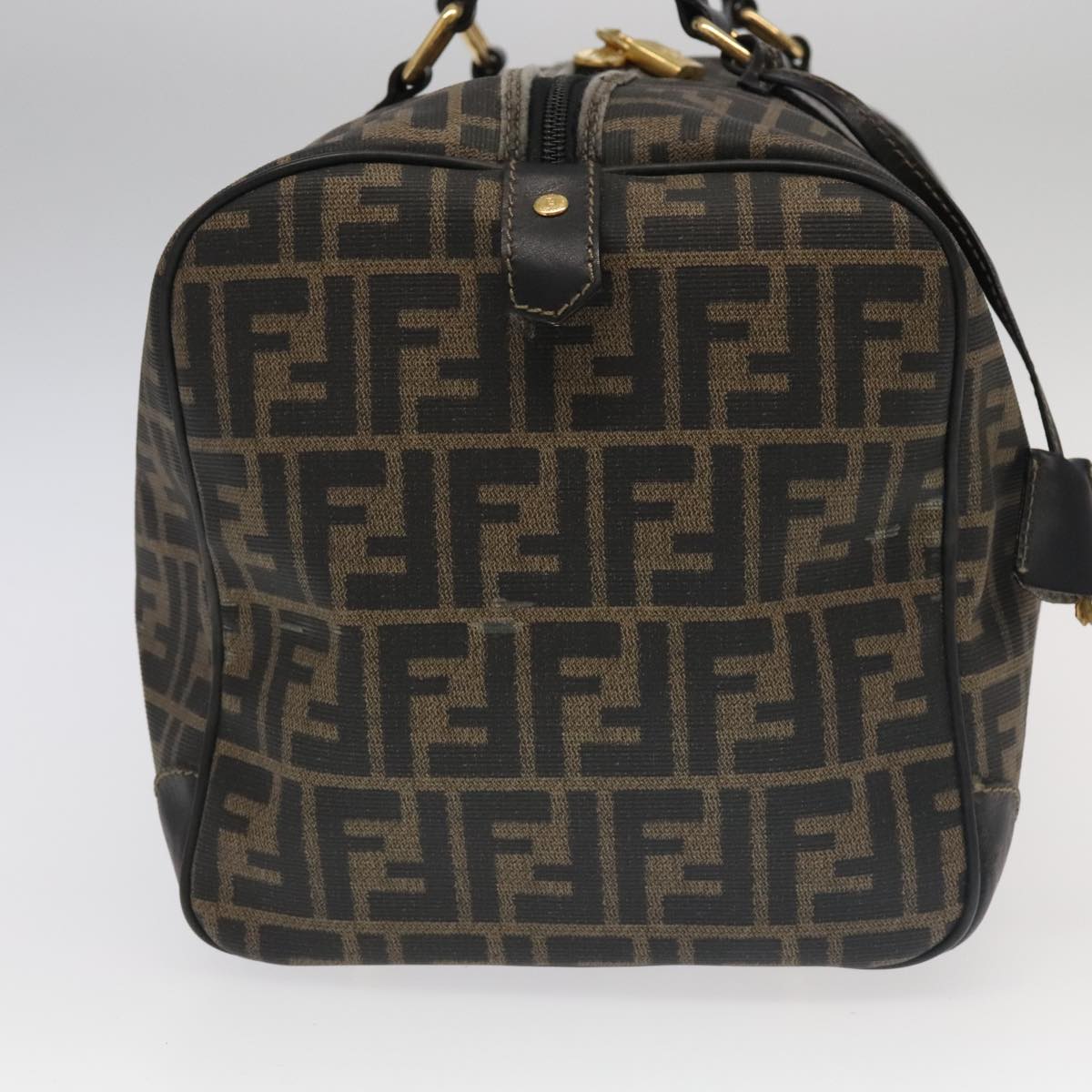 Zucca Canvas Boston Bag Brown Black Gold