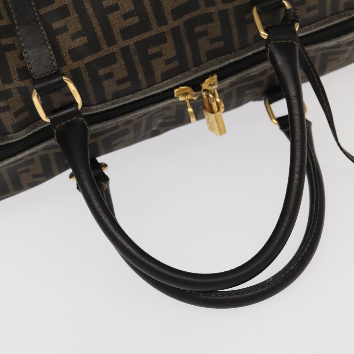 Zucca Canvas Boston Bag Brown Black Gold