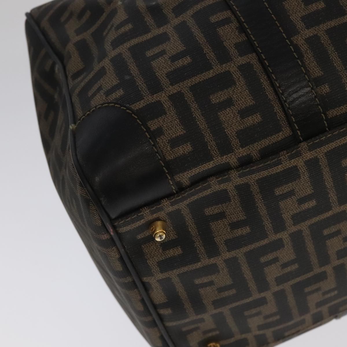 Zucca Canvas Boston Bag Brown Black Gold