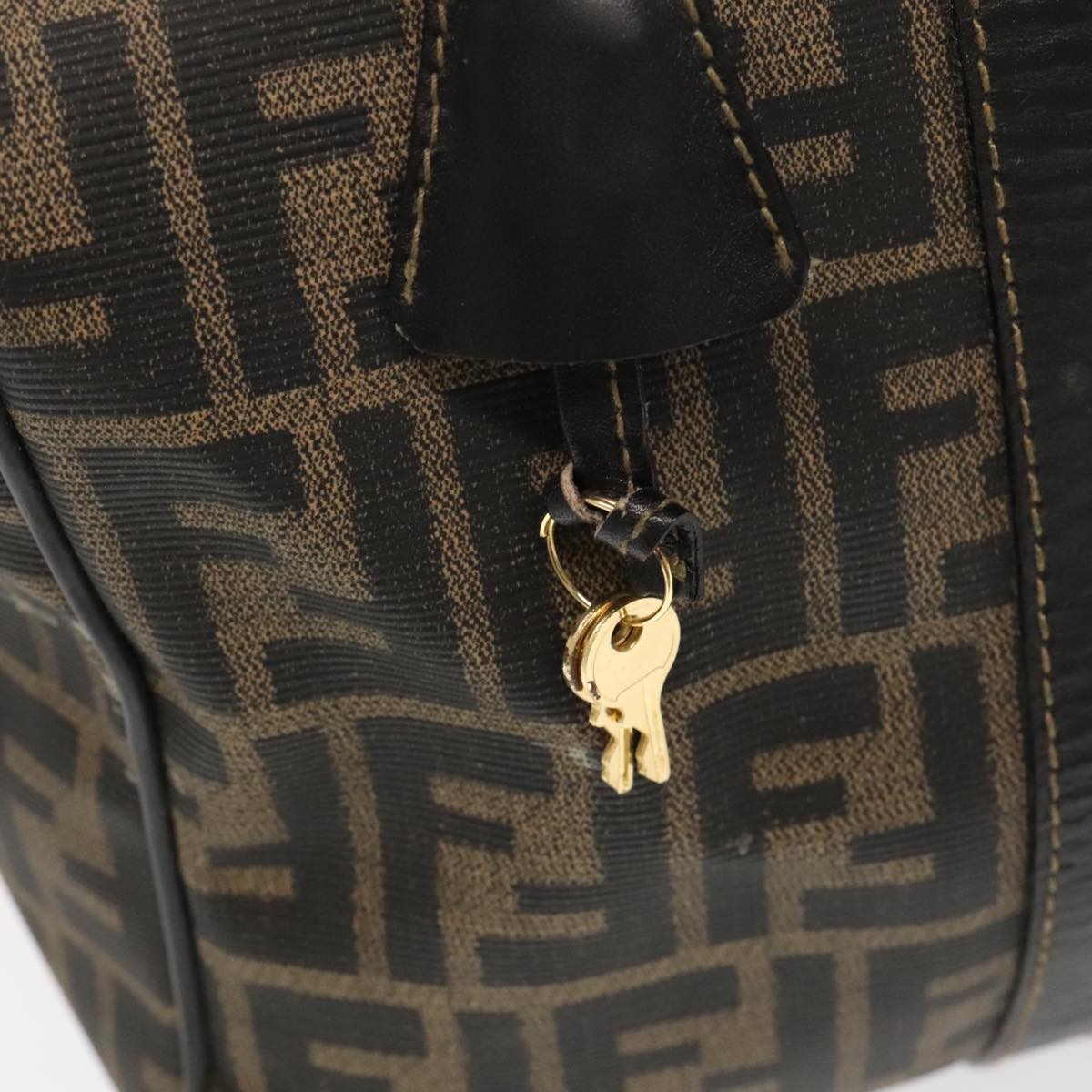Zucca Canvas Boston Bag Brown Black Gold
