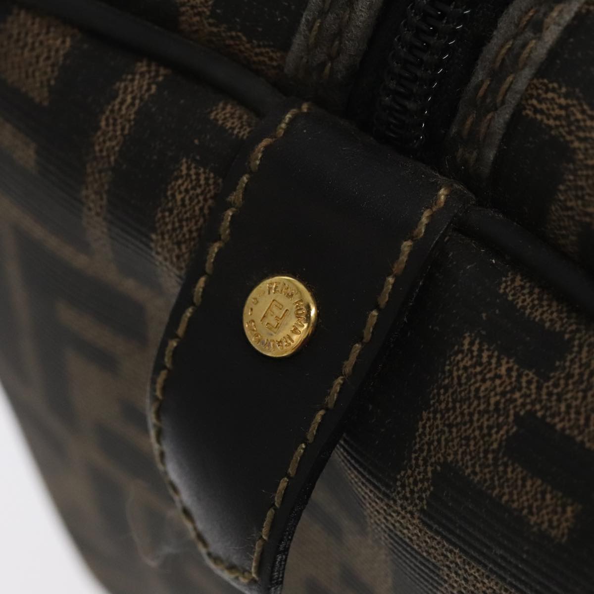 Zucca Canvas Boston Bag Brown Black Gold