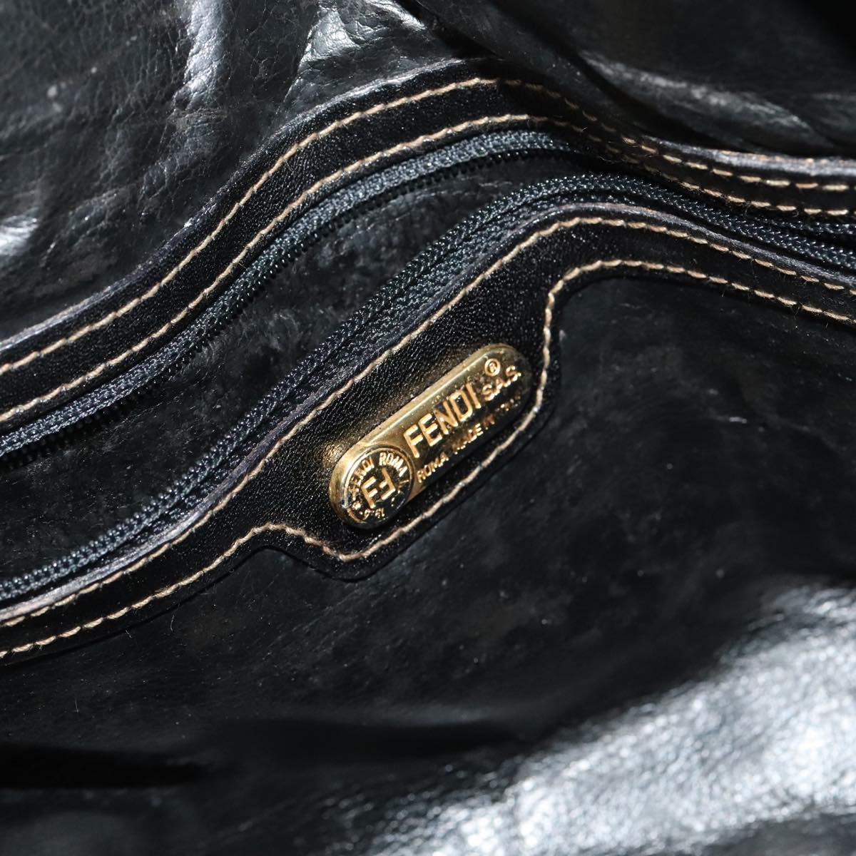 Zucca Canvas Boston Bag Brown Black Gold