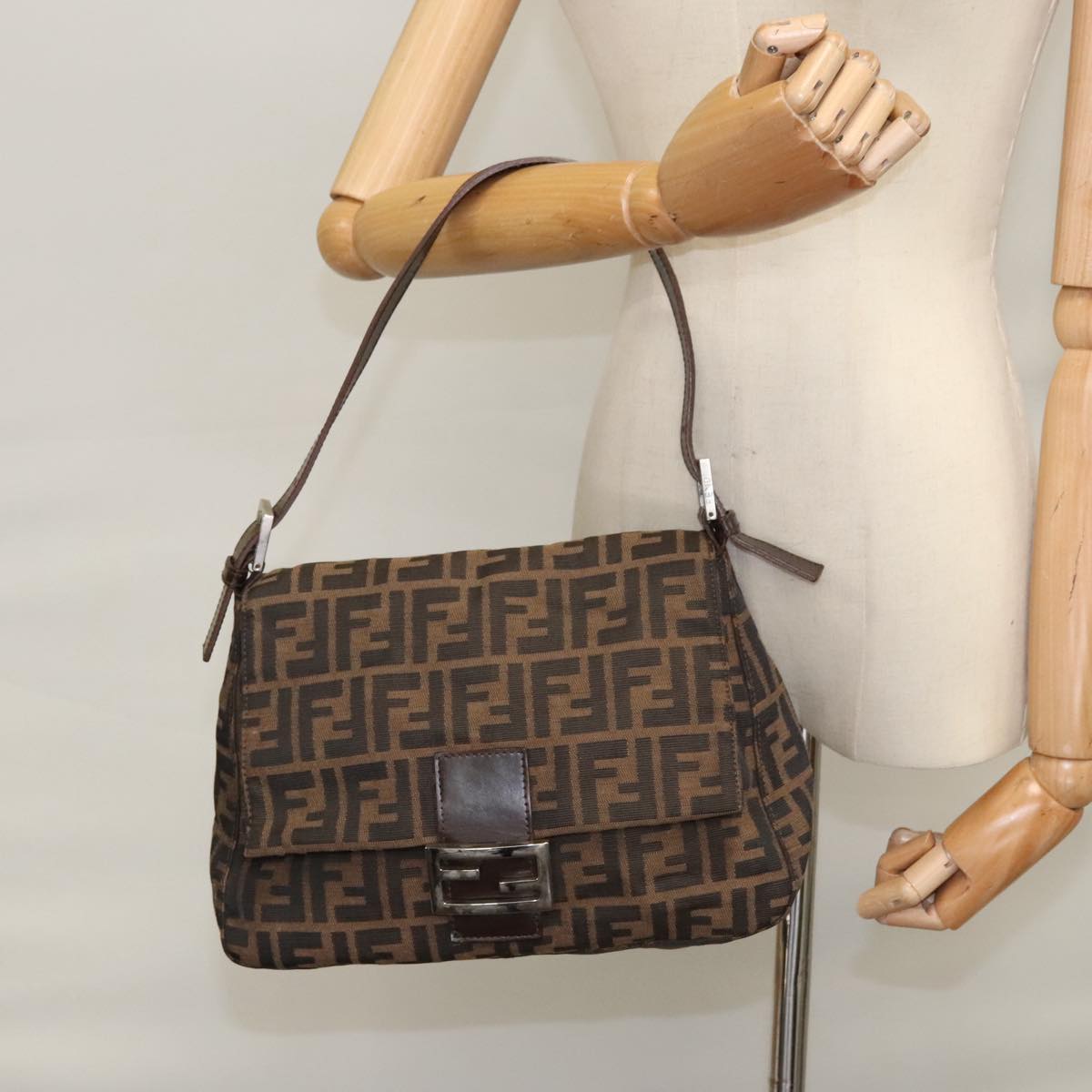 Zucca Canvas Mamma Baguette Shoulder Bag Brown Black