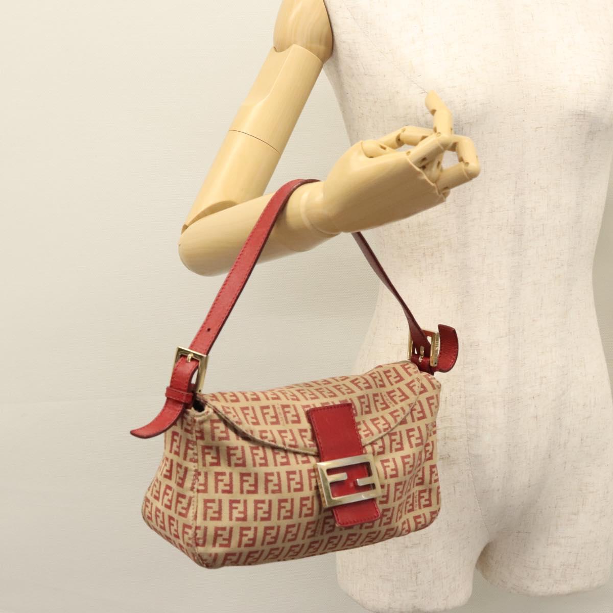 Zucchino Canvas Mamma Baguette Shoulder Bag Beige Red