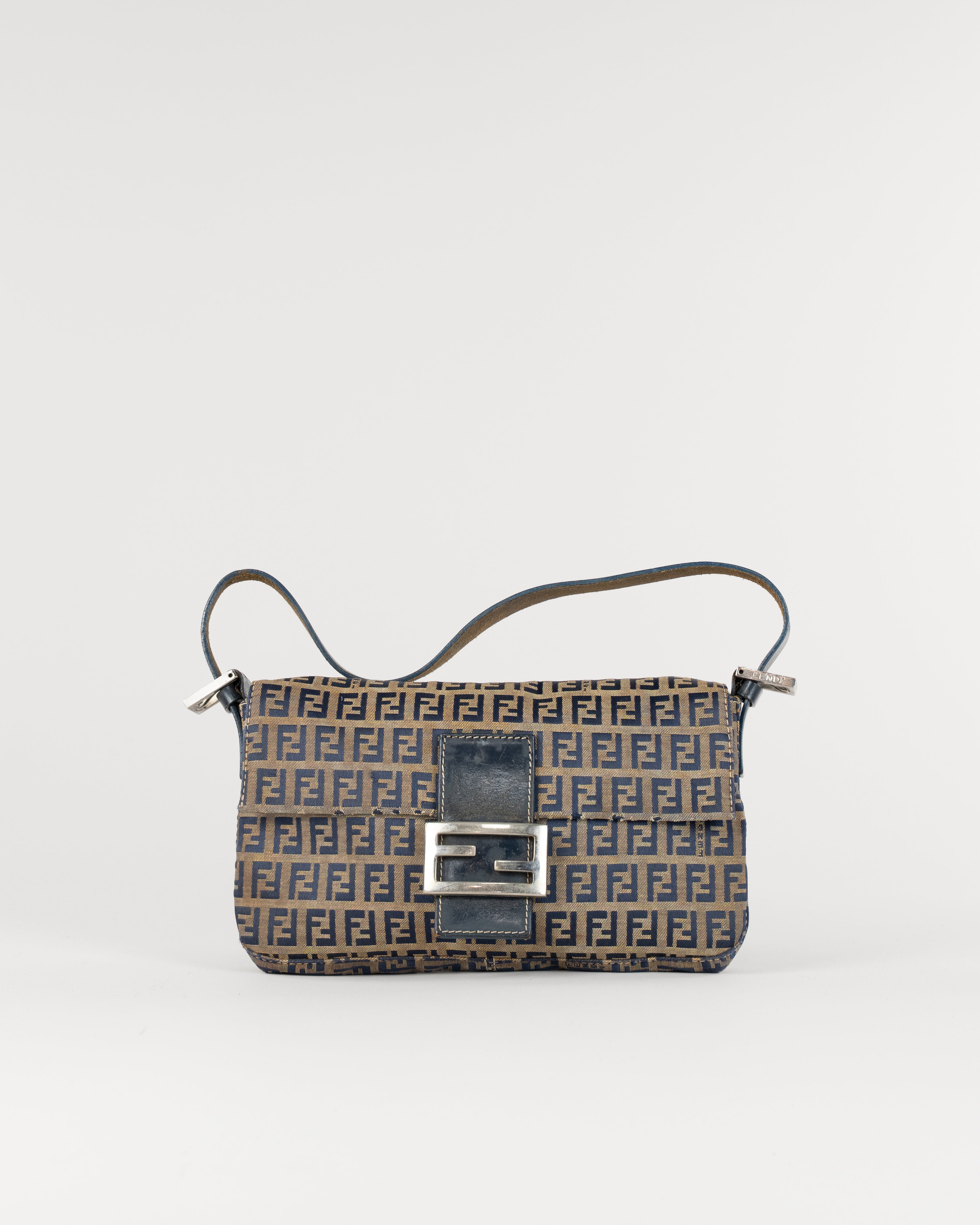 Zucchino Canvas Mamma Baguette Shoulder Bag Navy Silver