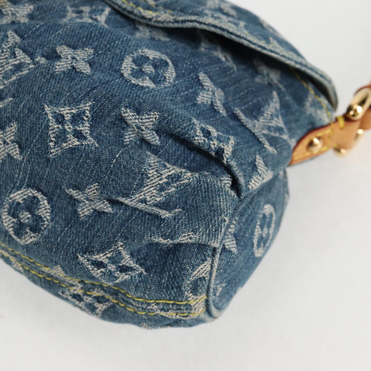Monogram Denim Mini Preity Shoulder Bag Blue