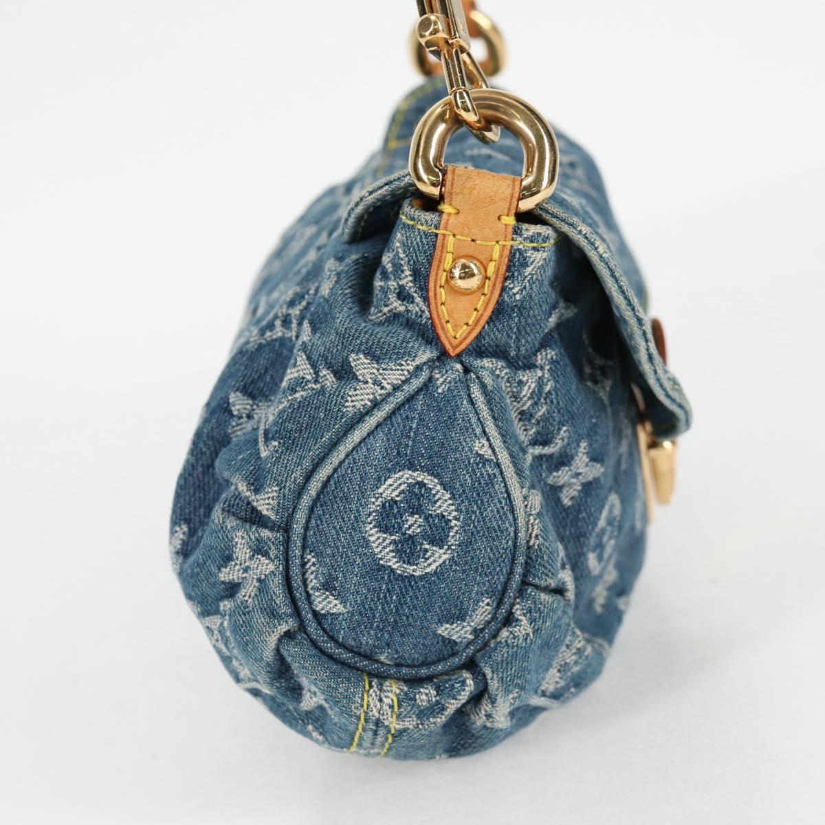 Monogram Denim Mini Preity Shoulder Bag Blue