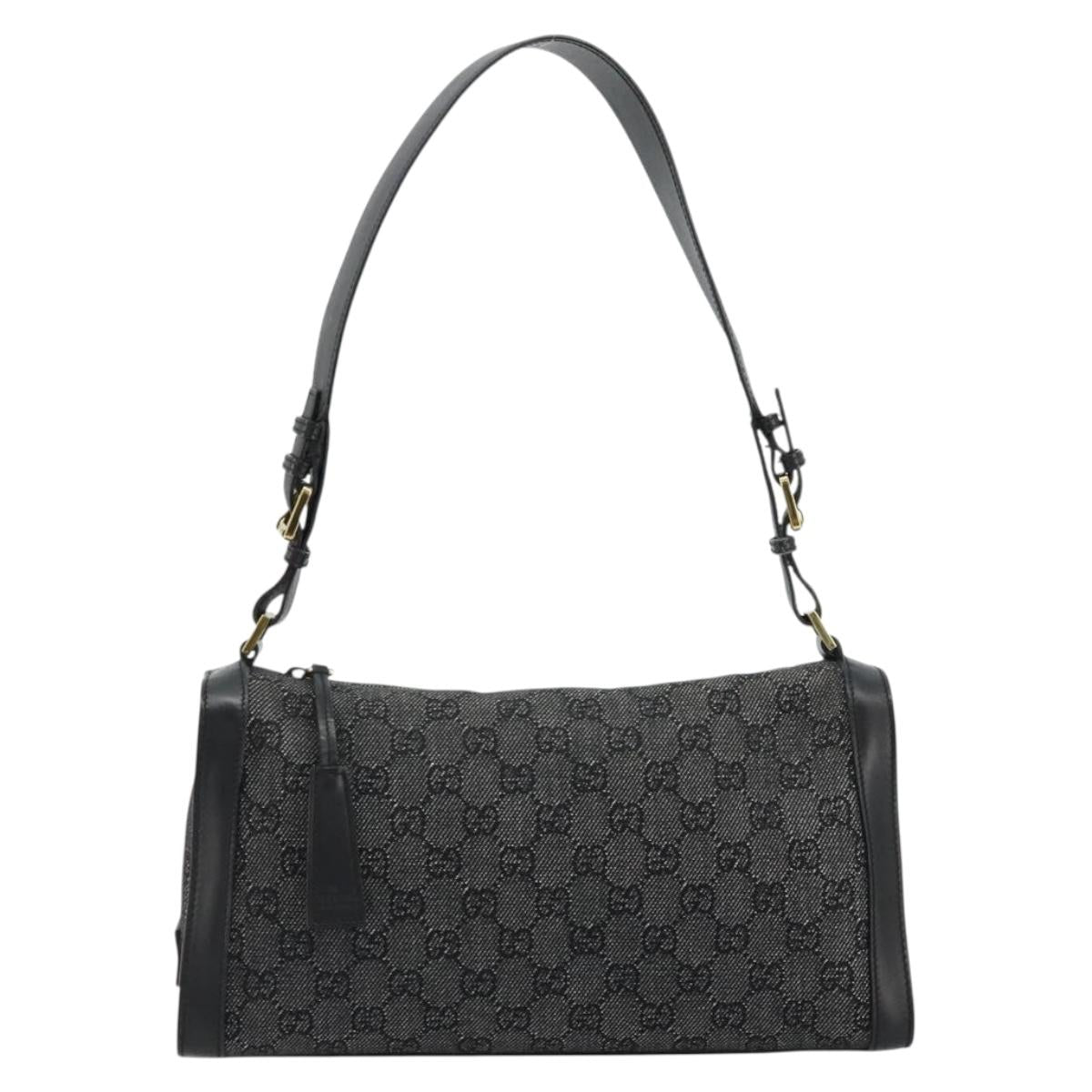GG Canvas Shoulder Bag Black Gold