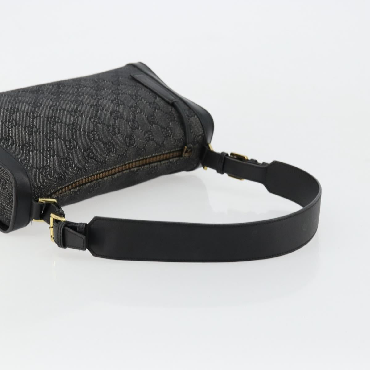 GG Canvas Shoulder Bag Black Gold