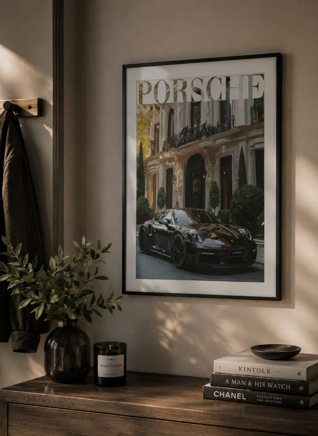 A framed poster in a home with individual style