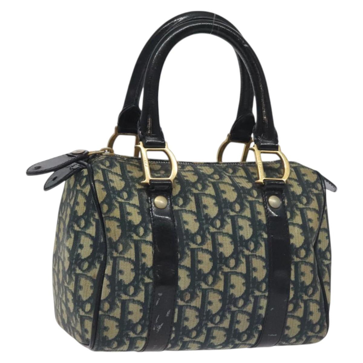 Trotter Canvas Hand Bag PVC Navy Gold