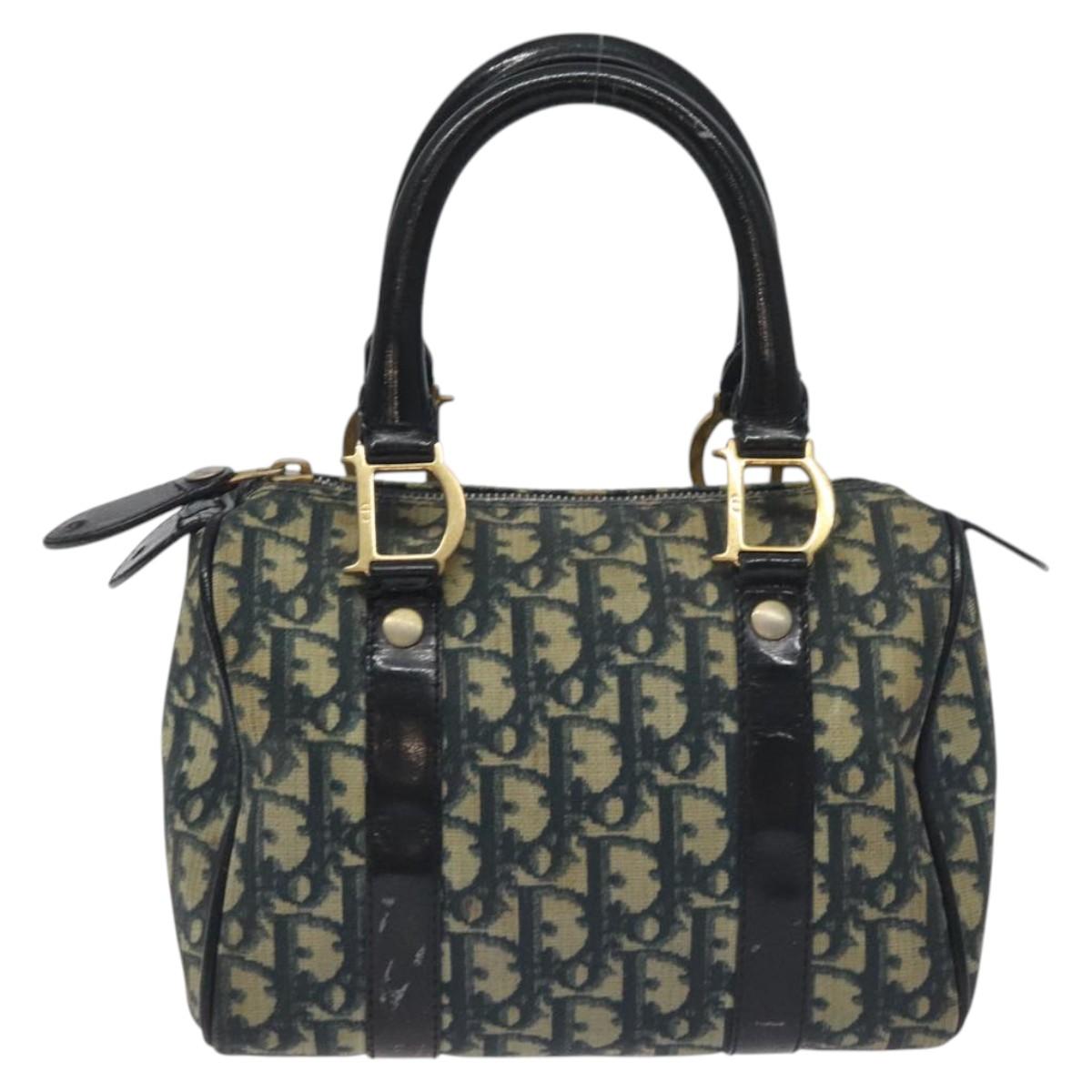 Trotter Canvas Hand Bag PVC Navy Gold