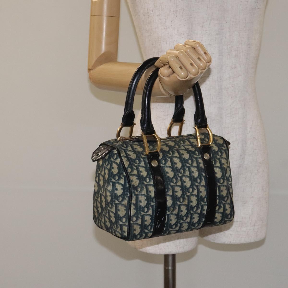 Trotter Canvas Hand Bag PVC Navy Gold